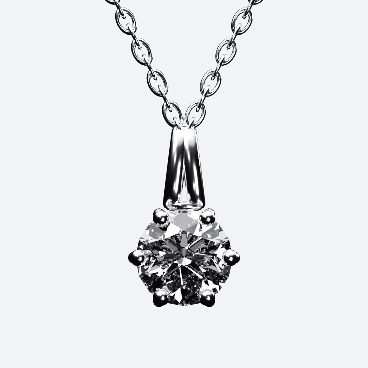 Siderelle moissanite solitaire pendant in 925 sterling silver, front view